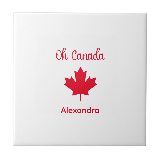 Oh Canada | Elegant Red Maple Leaf Tile (Front)