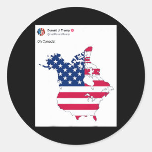 Oh Canada Funny Trump Map Of Usa  Classic Round Sticker