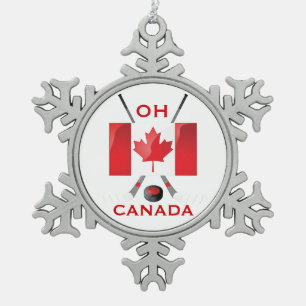 OH CANADA SNOWFLAKE PEWTER CHRISTMAS ORNAMENT