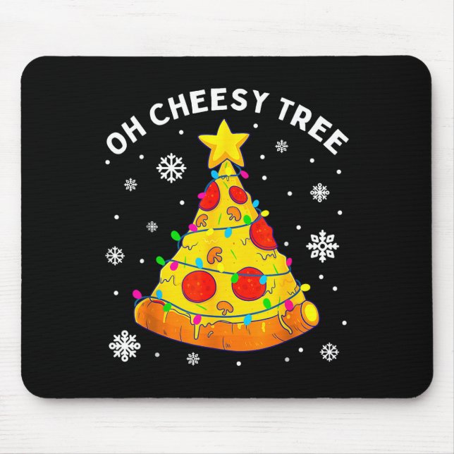 Oh Cheesy Tree Xmas Food Present Christmas Zza Tre Mouse Mat (Front)