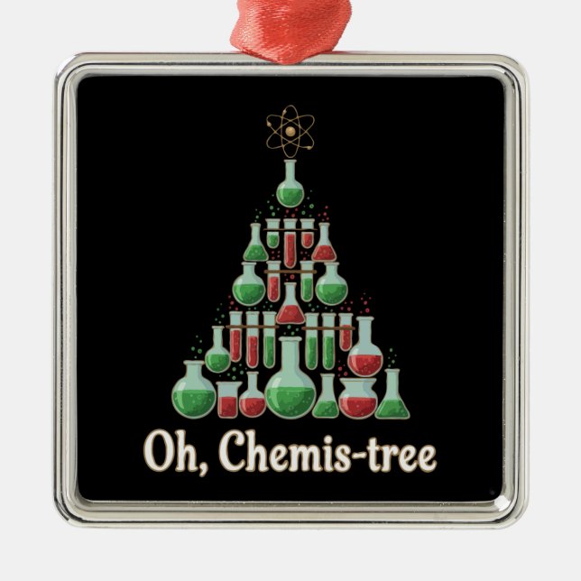 Oh Chemis-tree Funny Science Chemistry Christmas  Metal Tree Decoration (Front)