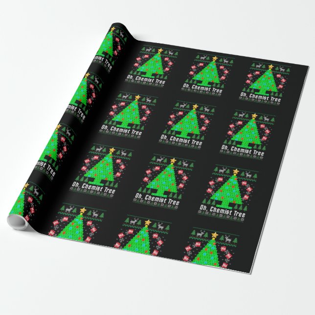 Oh Chemist Tree Merry Chemistree Chemistry Ugly Ch Wrapping Paper (Unrolled)