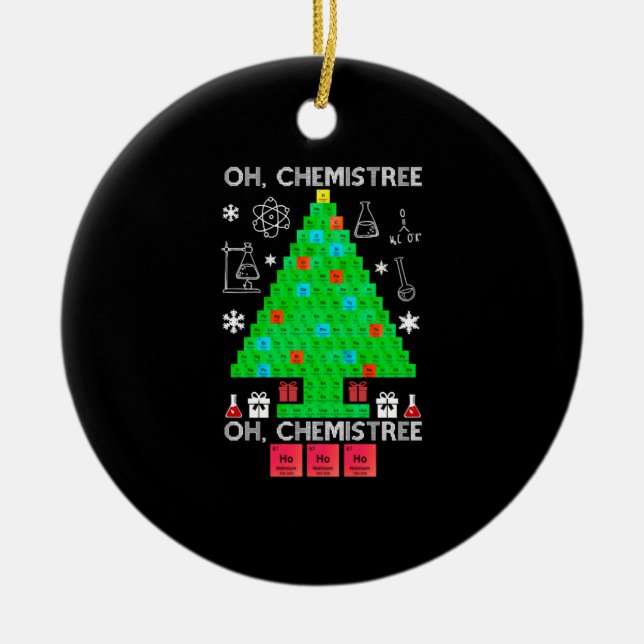 Oh Chemistree Chemist Tree Funny Science Christmas Ceramic Tree Decoration (Front)