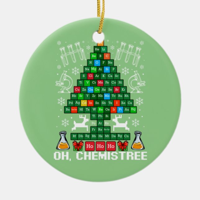 Oh Chemistree Christmas Chemistry Science Periodic Ceramic Tree Decoration (Front)