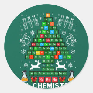 Oh Chemistree Christmas Chemistry Science Periodic Classic Round Sticker