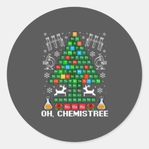Oh Chemistree Christmas Chemistry Science Periodic Classic Round Sticker