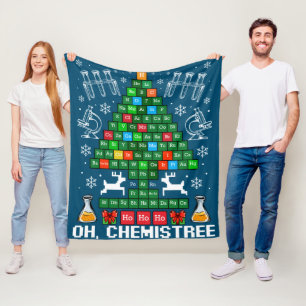 Oh Chemistree Christmas Chemistry Science Periodic Fleece Blanket