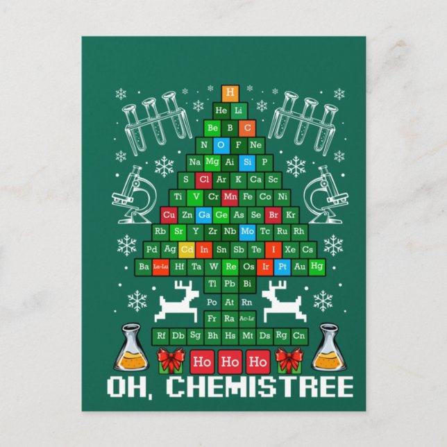 Oh Chemistree Christmas Chemistry Science Periodic Postcard (Front)