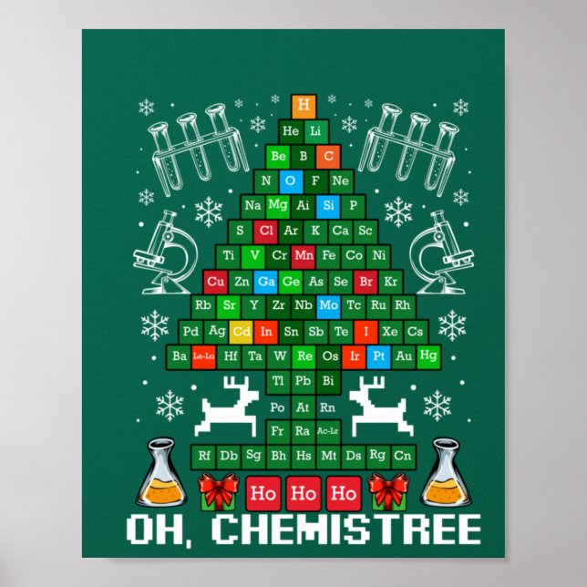 Oh Chemistree Christmas Chemistry Science Periodic Poster (Front)