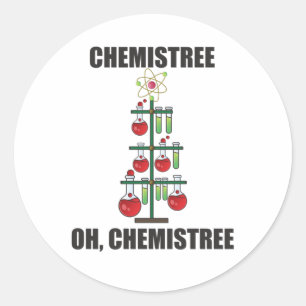 Oh Chemistree Christmas Chemistry Science teacher Classic Round Sticker