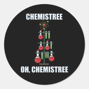 Oh Chemistree Christmas Chemistry Science teacher Classic Round Sticker