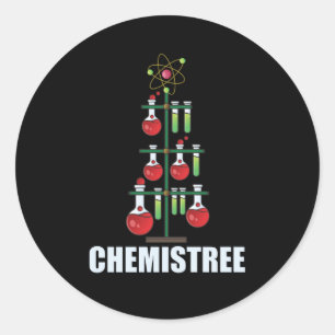 Oh Chemistree Christmas Chemistry Science teacher Classic Round Sticker