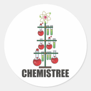 Oh Chemistree Christmas Chemistry Science teacher Classic Round Sticker