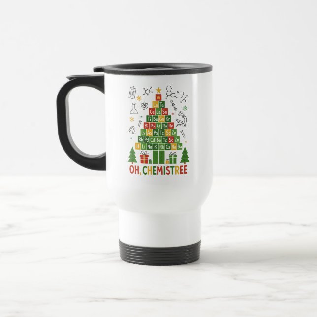 Oh Chemistree Christmas – Funny Chemistry Holiday Travel Mug (Left)