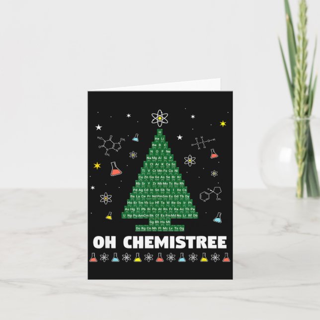 Oh Chemistree Periodic Table Chemistry Christmas T Card (Front)