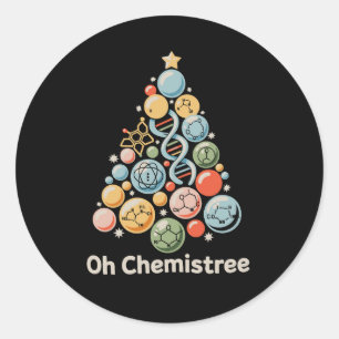 Oh Chemistree Science Chemistry Lab Christmas Xmas Classic Round Sticker