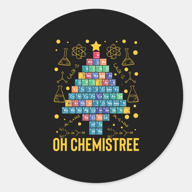 Oh Chemistree Science Christmas Tree Chemistry Classic Round Sticker (Front)