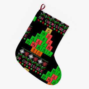 Oh Chemistree - Ugly Christmas Sweater For Chemist Large Christmas Stocking