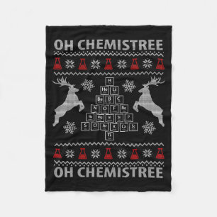 Oh Chemistree Ugly Christmas Sweater Science Stude Fleece Blanket