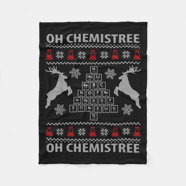 Oh Chemistree Ugly Christmas Sweater Science Stude Fleece Blanket (Front)