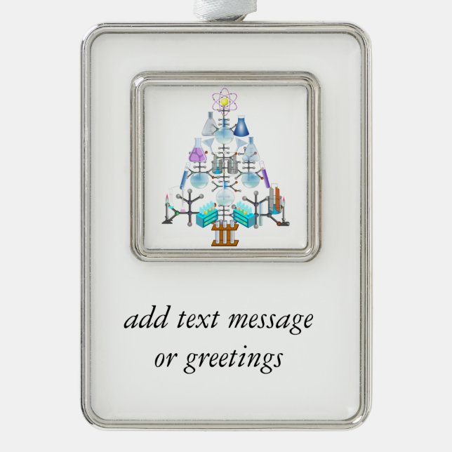 Oh Chemistry, Oh Chemist Tree Silver Plated Framed Ornament (Front)