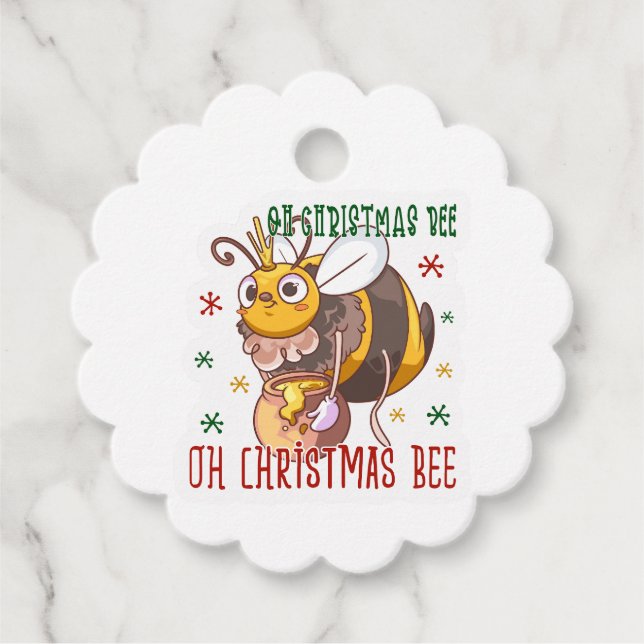 Oh Christmas Bee Favour Tags (Front)