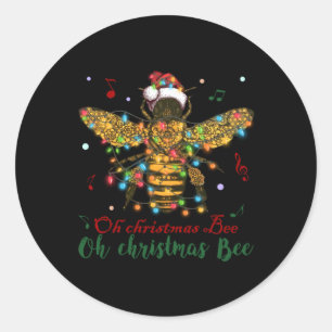 Oh Christmas Bee   Oh Christmas Bee Classic Round Sticker