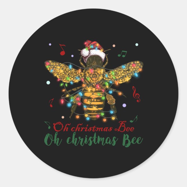 Oh Christmas Bee | Oh Christmas Bee Classic Round Sticker (Front)
