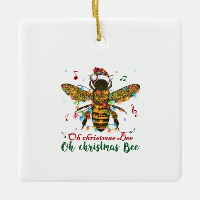 Oh Christmas Bee Oh Christmas Bee Light Ceramic Ornament (Front)