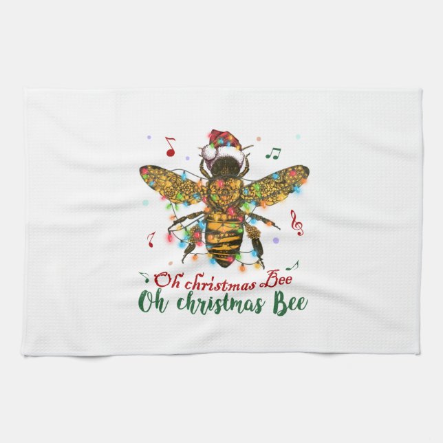 Oh Christmas Bee Oh Christmas Bee Light Tea Towel (Horizontal)