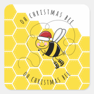 oh christmas bee tree cute funny pun card square sticker
