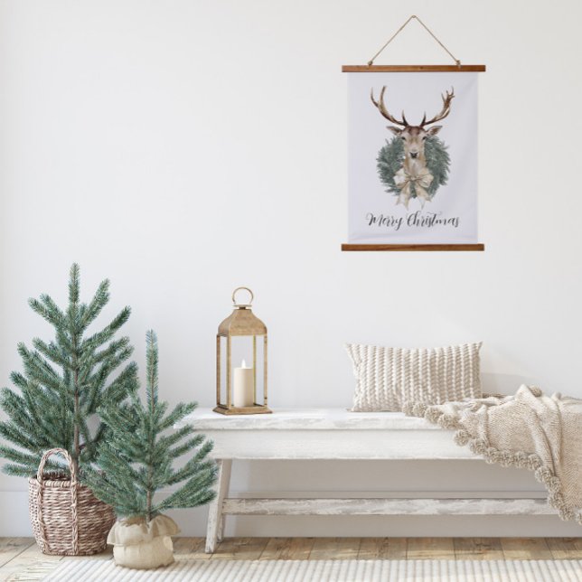 Oh Christmas Deer  Hanging Tapestry (Oh Deer Christmas Tapestry)