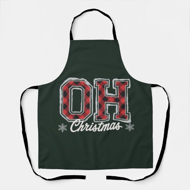 Oh Christmas Holiday Buffalo Plaid Family Party  Apron (Front)