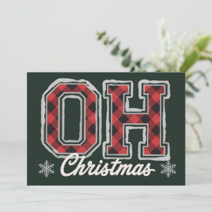 Oh Christmas Holiday Buffalo Plaid Family Party  Card