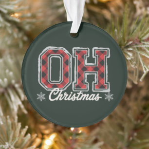 Oh Christmas Holiday Buffalo Plaid Family Party  Ornament
