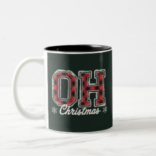 Oh Christmas Holiday Buffalo Plaid Family Party Two-Tone Coffee Mug