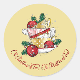Oh Christmas Tea! Classic Round Sticker