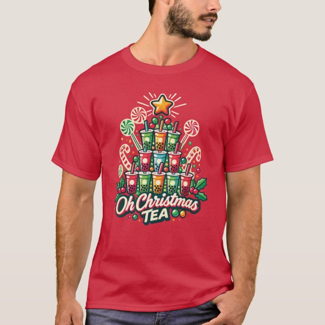 Oh Christmas Tea – Funny Boba Bubble Tea Holiday T-Shirt (Front)