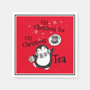 Oh Christmas Tea Penguin Art - Tea Lover Napkins
