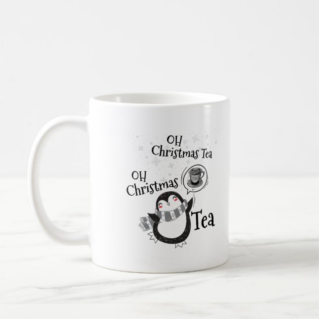 Oh Christmas Tea Penguin Lover - Tea Drinker Coffee Mug (Left)