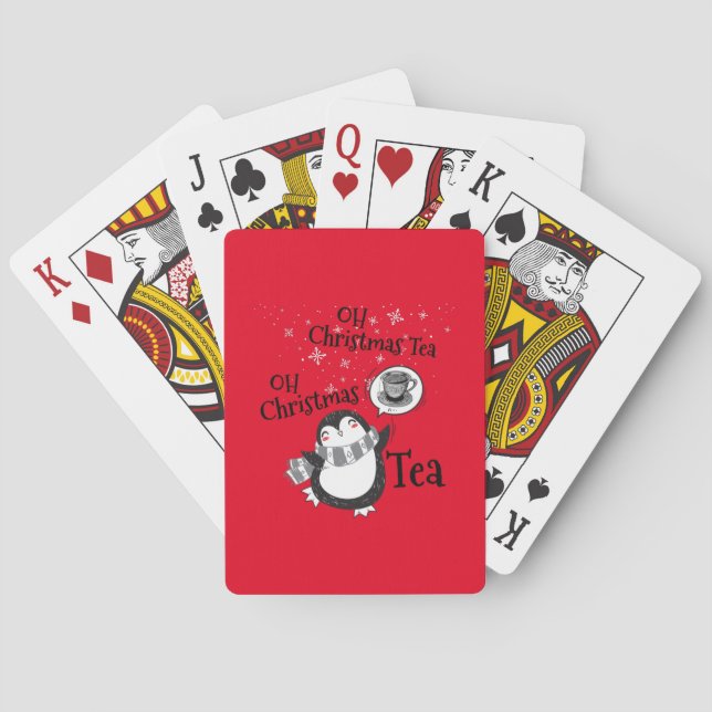 Oh Christmas Tea Penguin Lover - Tea Drinker Playing Cards (Back)