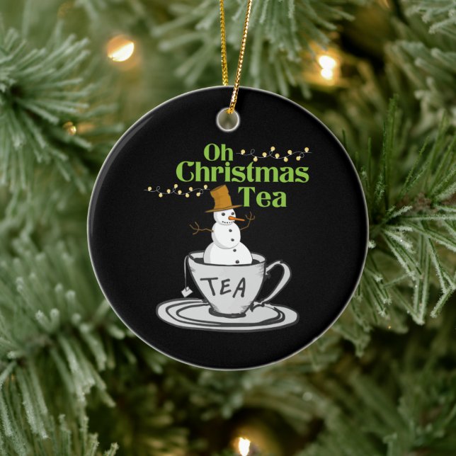 Oh Christmas Tea - Tea Lover Xmas Holiday Ceramic Tree Decoration (Tree)