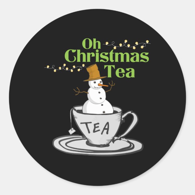 Oh Christmas Tea - Tea Lover Xmas Holiday Classic Round Sticker (Front)