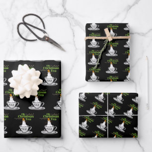 Oh Christmas Tea - Tea Lover Xmas Holiday Wrapping Paper Sheet