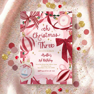 Oh Christmas Three Christmas 3rd Birthday Invitation