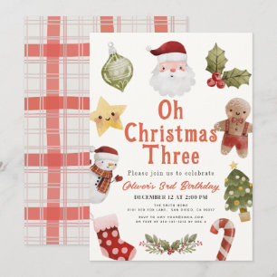 Oh Christmas Three Santa 3rd Birthday Invitation