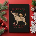 Oh Christmas Tree Bark Humbug Card<br><div class="desc">Funny Christmas card with a dog that ruined the lights on front.
Bark Humbug text on the back
This card shows on Kraft paper,  be sure to check if that is your choice.</div>