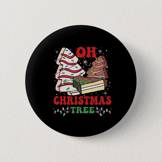 Oh Christmas Tree Cake Xmas Lights Funny Matching  6 Cm Round Badge (Front)