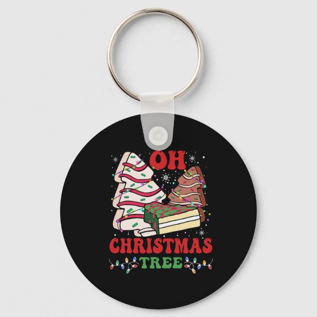 Oh Christmas Tree Cake Xmas Lights Funny Matching  Key Ring (Front)