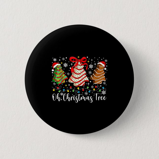 Oh Christmas Tree Cakes Debbie Becky Jen Cake Love 6 Cm Round Badge (Front)
